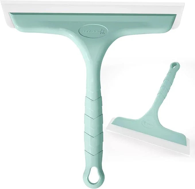 Shower Squeegee for Glass Doors, Bathroom Squeegee for Shower, Mini Window Squeegee, Home Bathroom Silicone Cleaner Tool, Suitable for Bathroom, Kitchen, Tile, Mirror, Car Glass, 8in Lake Blue - NeatNest