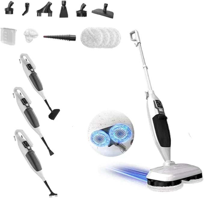 Steam Mop with 13 Accessories,Steam Cleaner Home Use,Floor Scrubber spin mop for Hard Wood Floors,tile Scrub Steamer Deep Cleaning,Carpet, 4 Washable Mop Pads, 550ml Capacity,30 Second Heat-Up - NeatNest