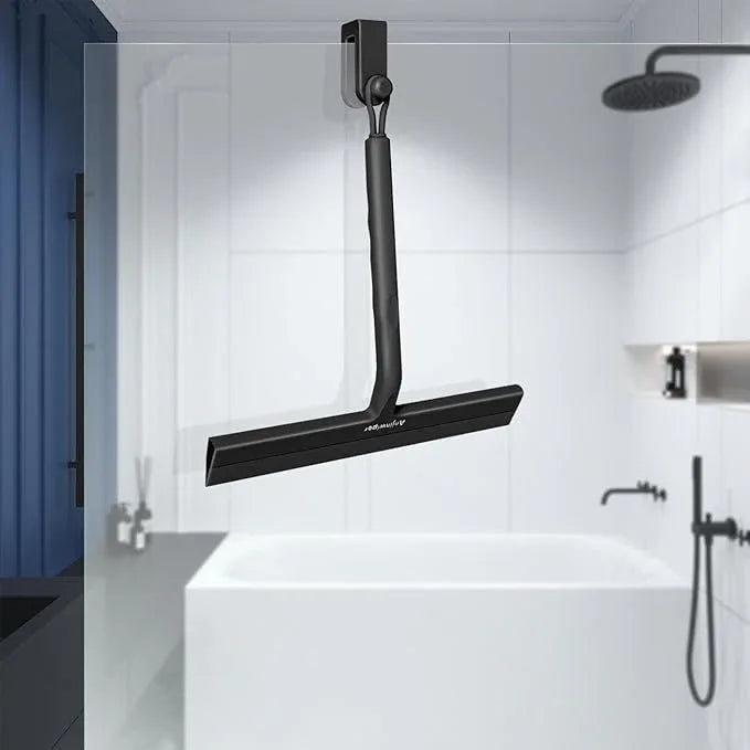 Shower Squeegee for Glass Doors with Adhesive Hook, All-Purpose Squeegee for Shower Glass, Bathroom, Window, Mirror, Car Glass and Tile Wall-8.6 Inches,Black - NeatNest