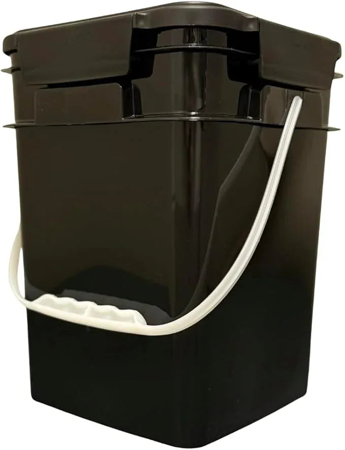 House Naturals 4 Gallon Square Food Grade Bucket Pail with Plastic Handles and Lid (Pack of 3) Made in USA containers (Black) - NeatNest