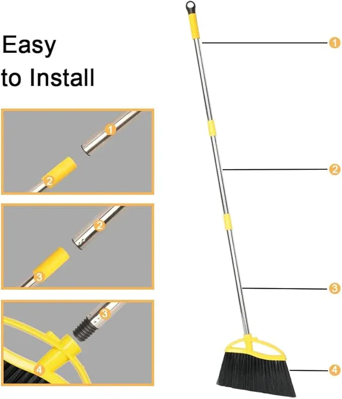 Soft Bristles Broom Indoor Angle Broom with Long Handle Soft Floor Sweeping Brooms Kitchen Broom - NeatNest
