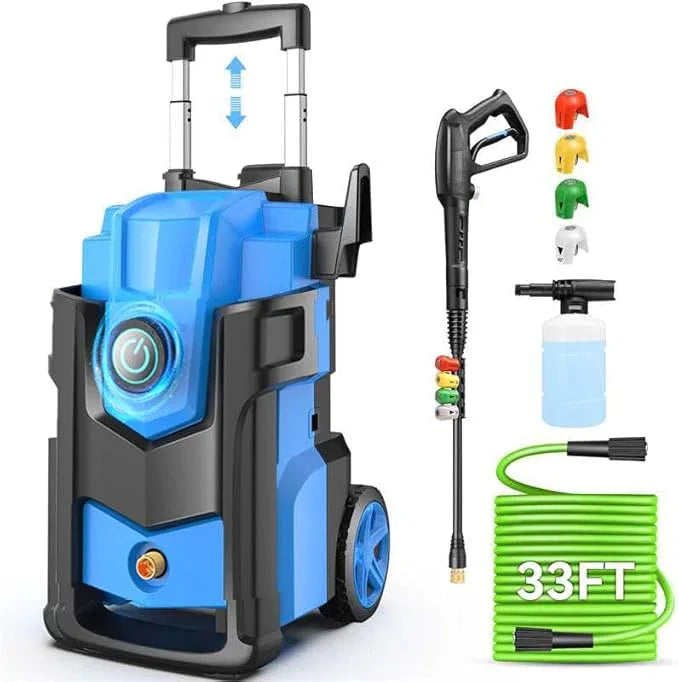 Professional Pressure Cleaner 5000 PSI,Heavy Duty Power Cleaner with 4 Nozzles,Foam Cannon,33FT Hose and 500ml Soap Bottle for Home/Cars (Blue) - NeatNest