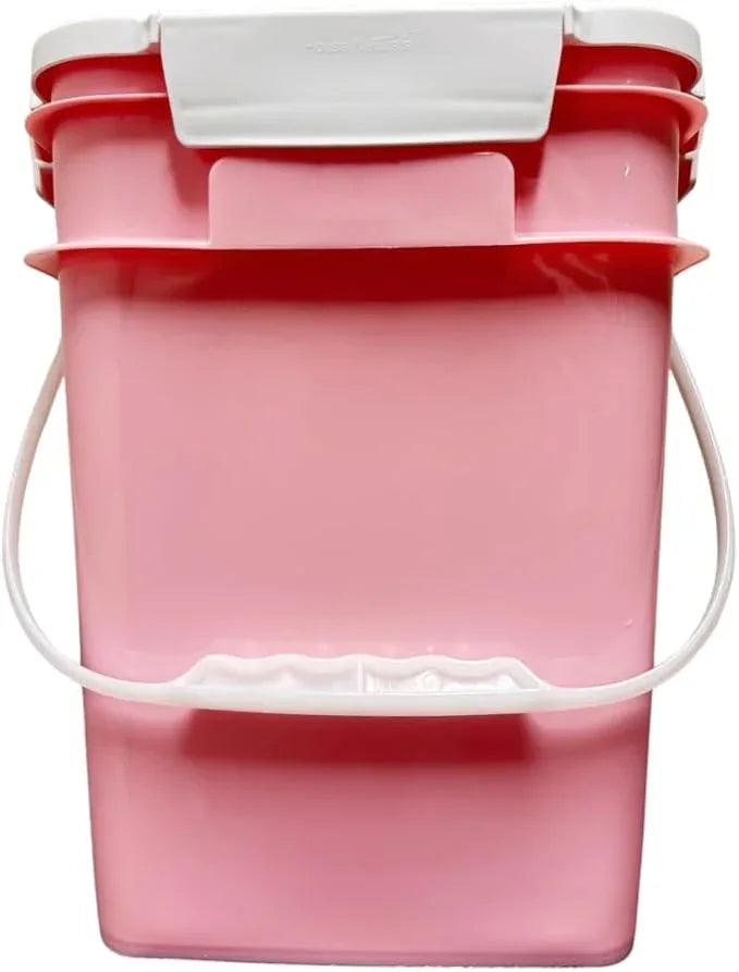 House Naturals 4 Gallon Square Food Grade Bucket Pail with Plastic Handles and Lid (Pack of 3) Made in USA containers (Pink/Magenta/Purple - White lids) - NeatNest