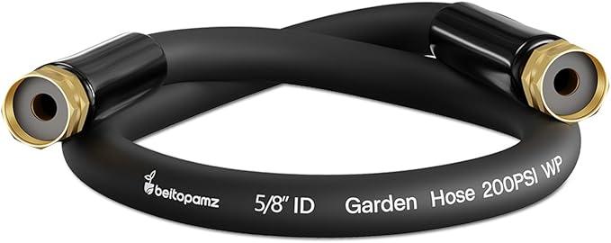 Short Garden Hose 1 ft x 5/8" Female to Female, Heavy Duty Small Water Hose Extend Connector, Leak-Free Connections Hybrid Rubber Leader Hose with 3/4" Double GHT Fittings, Black - NeatNest