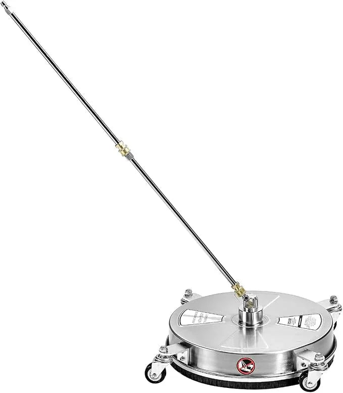 VEVOR 15" Pressure Washer Surface Cleaner, Stainless Steel Pressure Washer Attachments with 4 Wheels, 4000 Max PSI, 1/4 Quick Connector, 2 Spray Nozzles, 2 Extended Wands for Concrete, Patio, Deck - NeatNest