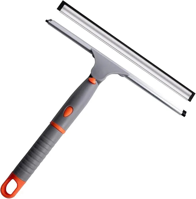 ITTAHO Swivel Shower Squeegee for Glass Doors, All-Purpose Anti-Slip Window Squeegee with 2 Blades, Window Cleaner Tool Bathroom Squeegee for Shower Doors, Tile Shower Walls，Mirrors,Car Windshields - NeatNest
