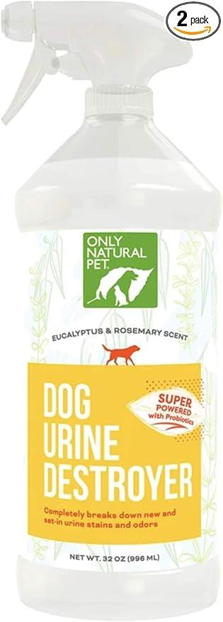 Only Natural Pet Enzyme Powered Stain & Odor Eliminator - Professional Pet Urine Pee Cleaner Deodorizer for Dogs - Hardwood Floors Carpets Upholstery - Eucalyptus & Rosemary Scent - 32Floz - 2 Pack - NeatNest