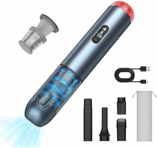 Handheld Vacuum Cordless, 18000Pa Car Vacuum with Brushless Motor, 5-in-1 Portable Hand Held Vacuum with 3 Speed Modes, High Power Mini Vacuum Cleaner with White LED & Red Flash for home, Car, Office - NeatNest