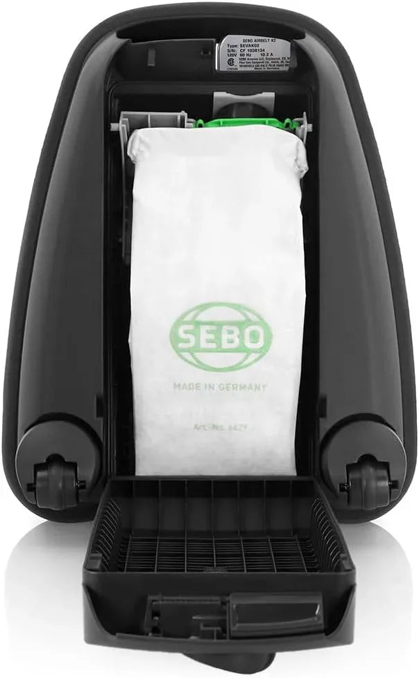 Sebo 9679AM AIRBELT K2 Kombi Canister Vacuum Cleaner with 7-Year Motor Warranty, Comes with Kombi Nozzle - Made for Bare Floors and Area Rugs Only, S-Class Filtration, Made in Germany - NeatNest