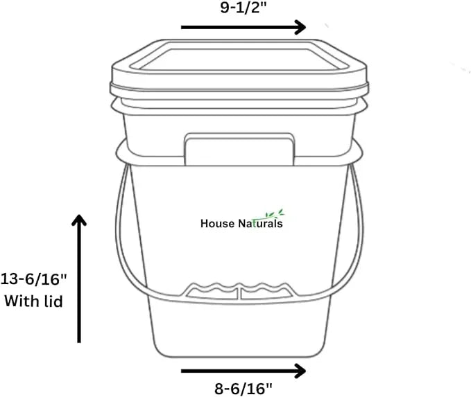 House Naturals 4 Gallon Square Plastic Bucket, Food Grade BPA Free containers, Made in USA, (Pack of 2) - NeatNest