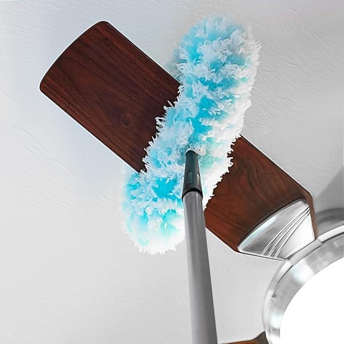 Fuller Brush Fuzzy Fan Duster – Dust & Clean Ceiling Fans, Walls, Woodwork – Polystatic & Microfiber Grabs & Holds Dust, Lint, Cobwebs & Dirt - Fan Duster with Handle (Teal) - NeatNest