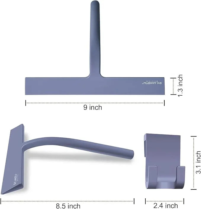 Squiggy for Shower Glass, Richmirth 9" Shower Glass Cleaner Squeegee Silicone Shower Squeegee for Bathroom Mirror Tiles Car Window - Blue - NeatNest