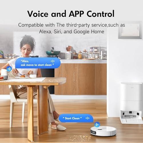 Mova S20 Ultra Robot Vacuum and Mop Combo with Dual Roller Brush, 8300Pa Suction, 140℉ Hot Water Mop Self-Washing & Drying, Mop Auto-Lift for Carpet, Self-Empty, Self-Refilling, Voice & App Control - NeatNest