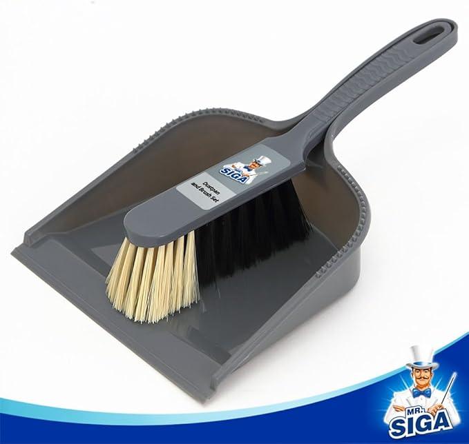 MR.SIGA Dustpan and Brush Set, Pack of 2 Set, Blue & Grey - NeatNest