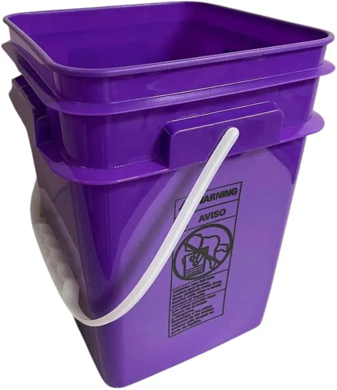 House Naturals 4 Gallon Square Food Grade Bucket Pail with Plastic Handles and Lid (Pack of 3) Made in USA containers (Purple) - NeatNest