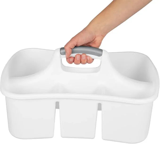 Sterilite 6 Pack Divided Ultra Caddy, Plastic Portable Storage to Hold Bathroom and Cleaning Supplies, White - 5 Large Compartment Organizer - NeatNest
