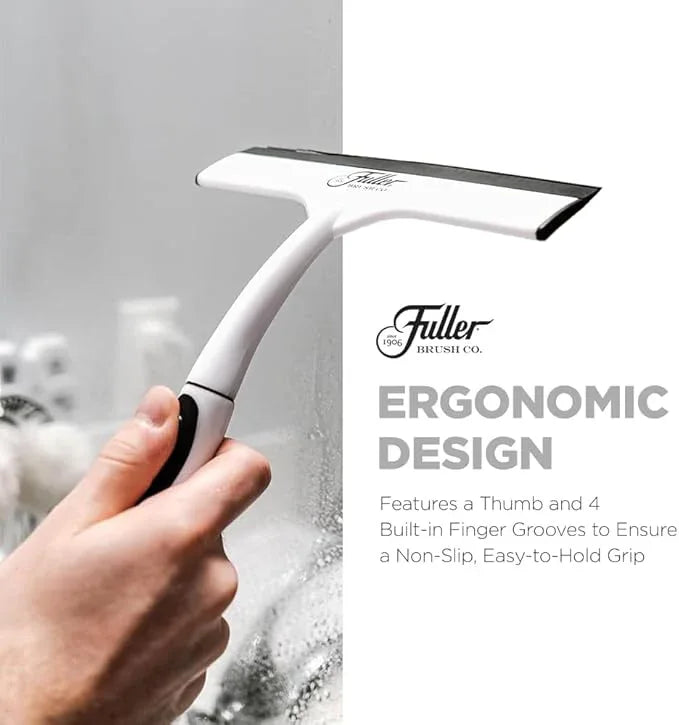 Fuller Brush Easy Grip Handheld Squeegee - for Shower Walls, Doors, Tub Surfaces, Windows, Mirrors & Vehicle Windshields - ThermoPlastic Rubber Blade - Comfort Grip Handle with Built-in Finger Groove - NeatNest