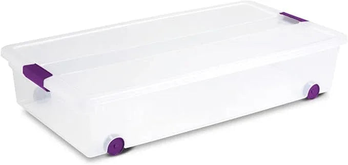 Sterilite 16-Pack 60 Quart ClearView Latch Box, Wheeled Underbed Organizer Bins with Latching Lids - Clear Plastic Organization Containers for Closet, Bedroom, Shelving Units and Everyday Home Storage - NeatNest