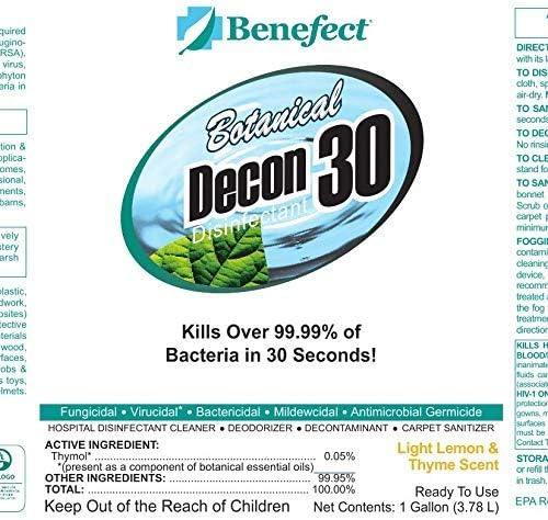 Benefect Botanical Decon 30 Disinfectant Cleaner - All Natural Formula for Effective Cleaning Power - Ideal for Restoration Jobs & Water Damage - 4 Gallons (4 Pack of 1-Gallons) - NeatNest