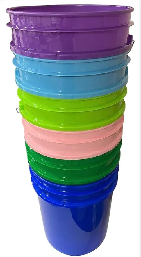 House Naturals 5 Gallon Food Storage Grade Plastic Bucket - Made in USA (Pack of 6 Color Buckets) - NeatNest