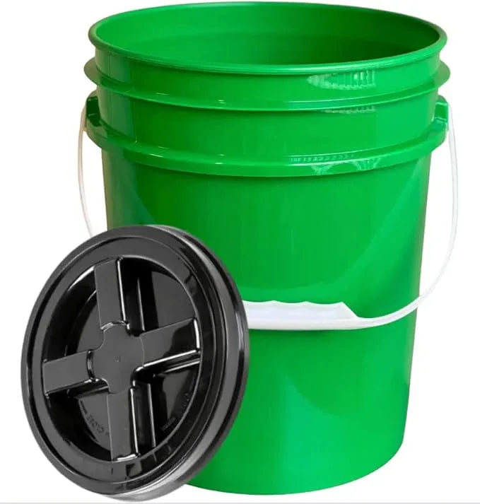 House Naturals 5 Gallon Container, Food Grade BPA Free Made in USA Green Plastic Bucket with Screw on air Tight Lid, Pack of 2 - NeatNest