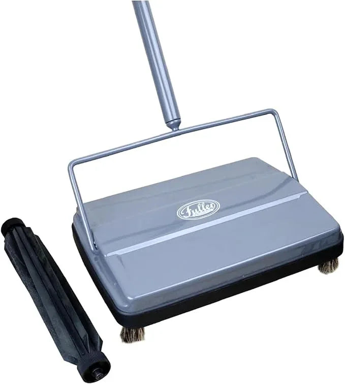 Fuller Brush Electrostatic Carpet & Floor Sweeper with Additional Rubber Rotor - 9" Cleaning Path - Lightweight - Ideal for Crumby & Wet Messes - Works On Carpets & Hard Floor Surfaces (Gray) - NeatNest