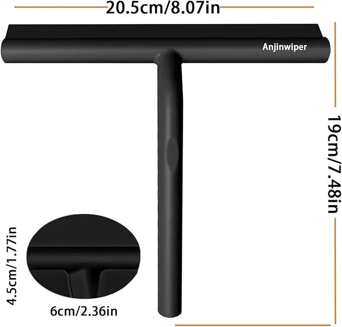 All-Purpose Shower Squeegee for Glass Doors, Shower Door Squeegee with Hook, Silicone Squeegee for Bathroom, Shower Doors, Mirrors, Tiles(Black) - NeatNest