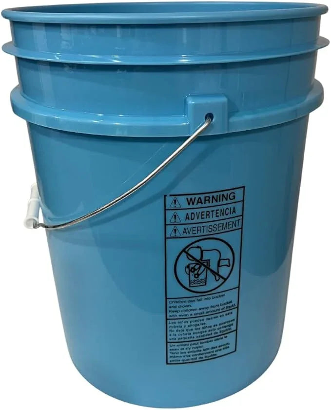 House Naturals 5 Gallon Food Grade BPA Free Bucket Pail with Air Tight Double Gasket Screw on Lid (Pack of 2) Light Blue and Green containers with White lids - NeatNest