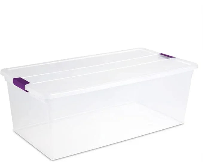 Sterilite 8-Pack 110 Quart ClearView Latch Box, Stackable Organizer Bins with Latching Lids - Clear Plastic Organization Containers for Closet, Bedroom, Shelving Units and Everyday Home Storage - NeatNest