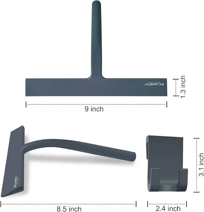 Shower Squeegee for Glass Doors, 9" Inch Width Silicone Rubber Blade Squeegee Window Cleaner Tool Squeegee for Shower Glass Doors Bathroom Mirror Car Window Tile - Gray - NeatNest