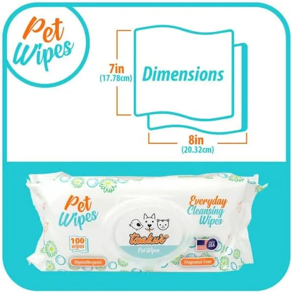 Txakur pet Wipes for Dogs and Cats Hypoallergenic Natural Products for Cleansing from Nose to Tail 100 Count 8x7in Wipes Perfect for Grooming and Cleaning Made in The USA Fragance-Free - NeatNest