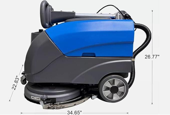 Floor Scrubber Machine with 15'' Brush, Foldable Walk Behind Hand Push Floor Scrubber Machine, good for office/restaurant(EM-25 Blue) - NeatNest