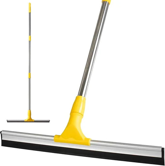 17.2"Professional Floor Scrubber Shower Squeegee,Rubber Silicone Broom with Long Stainless Steel Handle for Kitchen, Swimming Pool, Concrete Floors,Shower Tiles,Garages,Windows,Glass,Pet Hair Removal - NeatNest