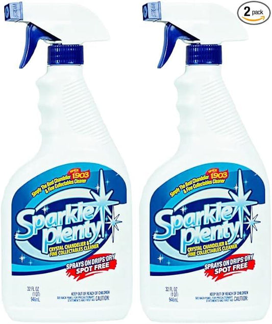 Sparkle Plenty Chandelier Cleaner Drip Dry Spray No Wipe - Dust Remover & Streak Free Glass Cleaner Spray for Crystal Chandelier & Window Screen - Versatile Household Cleaning Supplies (32 oz, 2 Pack) - NeatNest