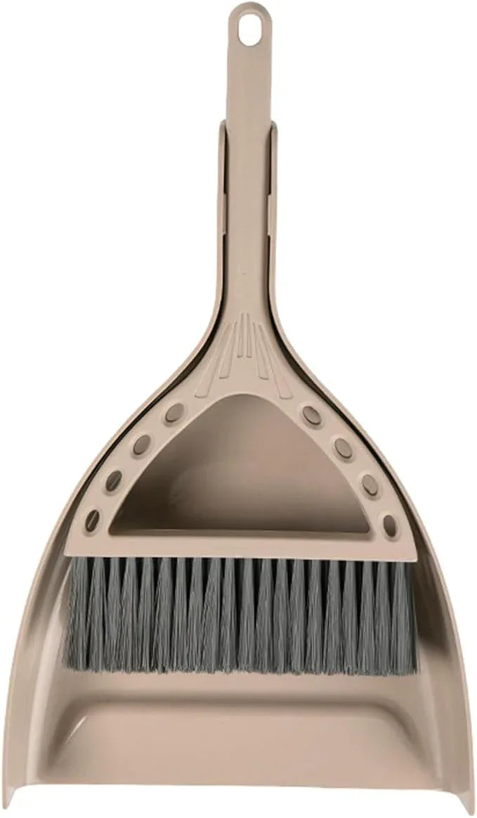 Mini Broom and Dustpan Set Small Dust pan and Brush Set Perfect for Desk Office Camping Dorm RV Essentials (Khaki) - NeatNest