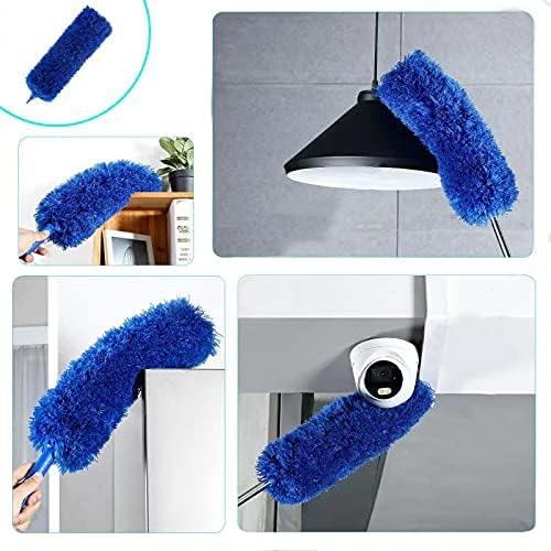 Duster, Microfiber Dusters with 2 Handle Sets, Durable 15-98.1 Inches Long Telescopic Rod, Washable, Feather Dusters for Cleaning Cobweb and Ceilings Fans, 5 Pack (Blue) - NeatNest