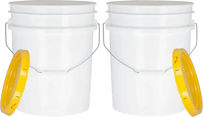 House Naturals 5 Gal Food Grade Plastic Large Bucket Pail with Lid - Pack of 2- Made in USA - NeatNest