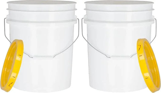 House Naturals 5 Gal Food Grade Plastic Large Bucket Pail with Lid - Pack of 2- Made in USA - NeatNest