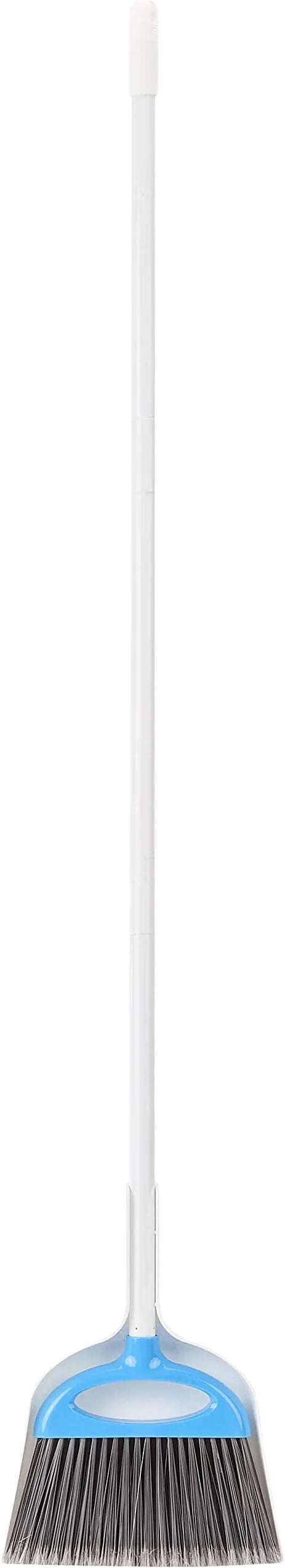 Amazon Basics Dustpan Broom Set with Easy Assembly and Long Handle, Blue and White - NeatNest