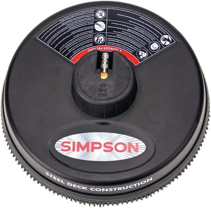 Simpson Cleaning Universal 15" Steel Pressure Washer Surface Cleaner for Cold Water Machines, 1/4" Quick Connection, Recommended Min 2200 PSI up to Max of 3700 PSI, 80299, Black - NeatNest