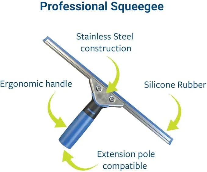Squeegee & Window Washer Combo - Professional Grade Cleaning Tool for Sparkling Windows, Glass, and Surfaces - Ergonomic Design for Effortless Cleaning - NeatNest
