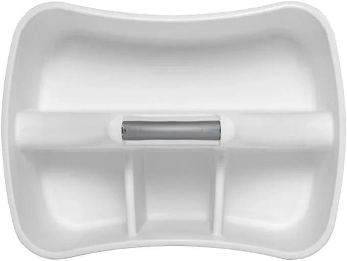 Sterilite Divided Ultra Caddy, Plastic, Portable Storage to Hold Bathroom and Cleaning Supplies, 5 Large Compartments and Handle, White, 18-Pack - NeatNest