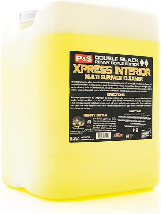 P & S PROFESSIONAL DETAIL PRODUCTS - Xpress Interior Cleaner, All-In-One Solution Safely Removes Traffic Marks, Dirt, Grease, Oil; Works on Leather, Vinyl, Plastic; Fresh Scent - 5 Gallon - NeatNest