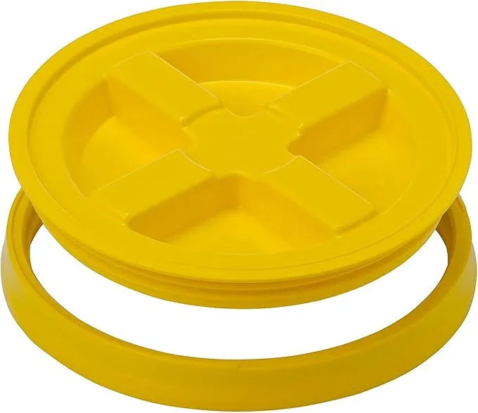 House Naturals Large 6 Gallon Food Grade BPA Free Made in USA Plastic Bucket Pail with Yellow Screw On Double Gasket Air Tight Lid (Pack of 2) - NeatNest