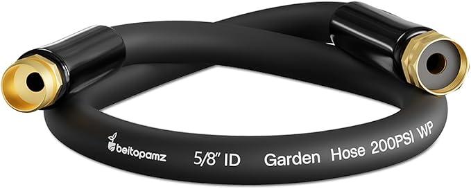 Short Garden Hose 1 ft x 5/8 in Male to Female Heavy Duty Small Water Hose Extend Connector, Lightweight Rubber Hybrid Leader Hose, Leak-Free Connections, Black - NeatNest