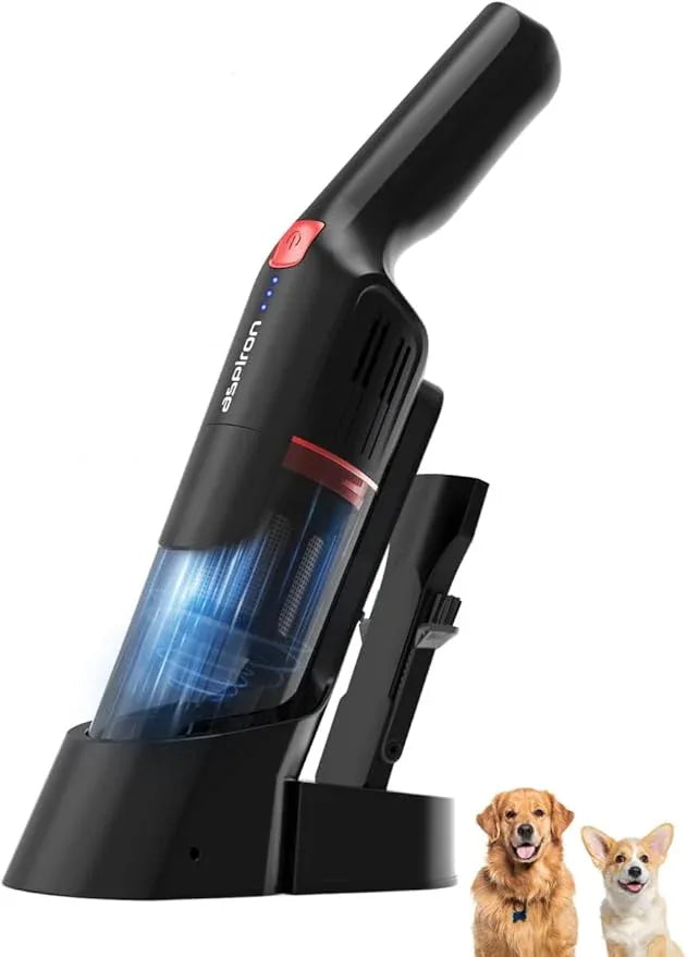 Aspiron Cordless Handheld Vacuum, 24KPA Powerful Car Vacuum, 2-Speed, 2 Charging Methods, Wireless Charger, Ergonomic Handle, Portable Rechargeable Vacuum Cleaner for Car, Home, Black Red - NeatNest
