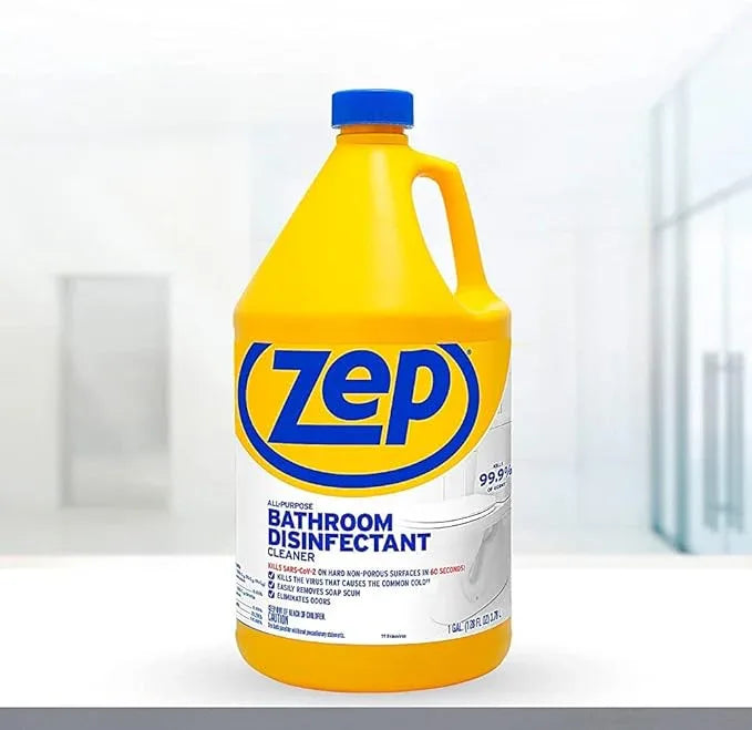 Zep All-Purpose Bathroom Disinfectant Cleaner - 1 Gallon (Case of 4) ZUAPBD128 - Virucidal, Fungicidal, Mildewstat, Kills 99.9 Percent of Germs in 60 Seconds - NeatNest