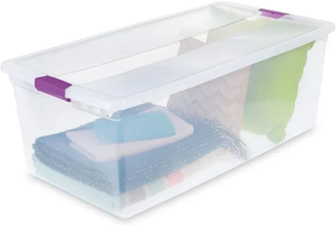 Sterilite 8-Pack 110 Quart ClearView Latch Box, Stackable Organizer Bins with Latching Lids - Clear Plastic Organization Containers for Closet, Bedroom, Shelving Units and Everyday Home Storage - NeatNest