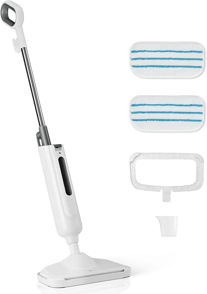 Sweetcrispy Steam Mop for Floor Cleaning,Lightweight Floor Steamer Cleaner for Hardwood/Tile/Laminate Floors Carpet, 2 Washable Pad,White and Grey - NeatNest
