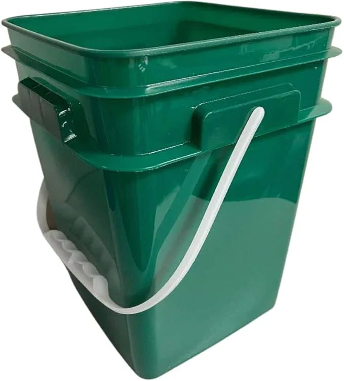 House Naturals 4 Gallon Square Food Grade Bucket Pail with Plastic Handles and Lid (Pack of 3) Made in USA containers (Dark Green) - NeatNest